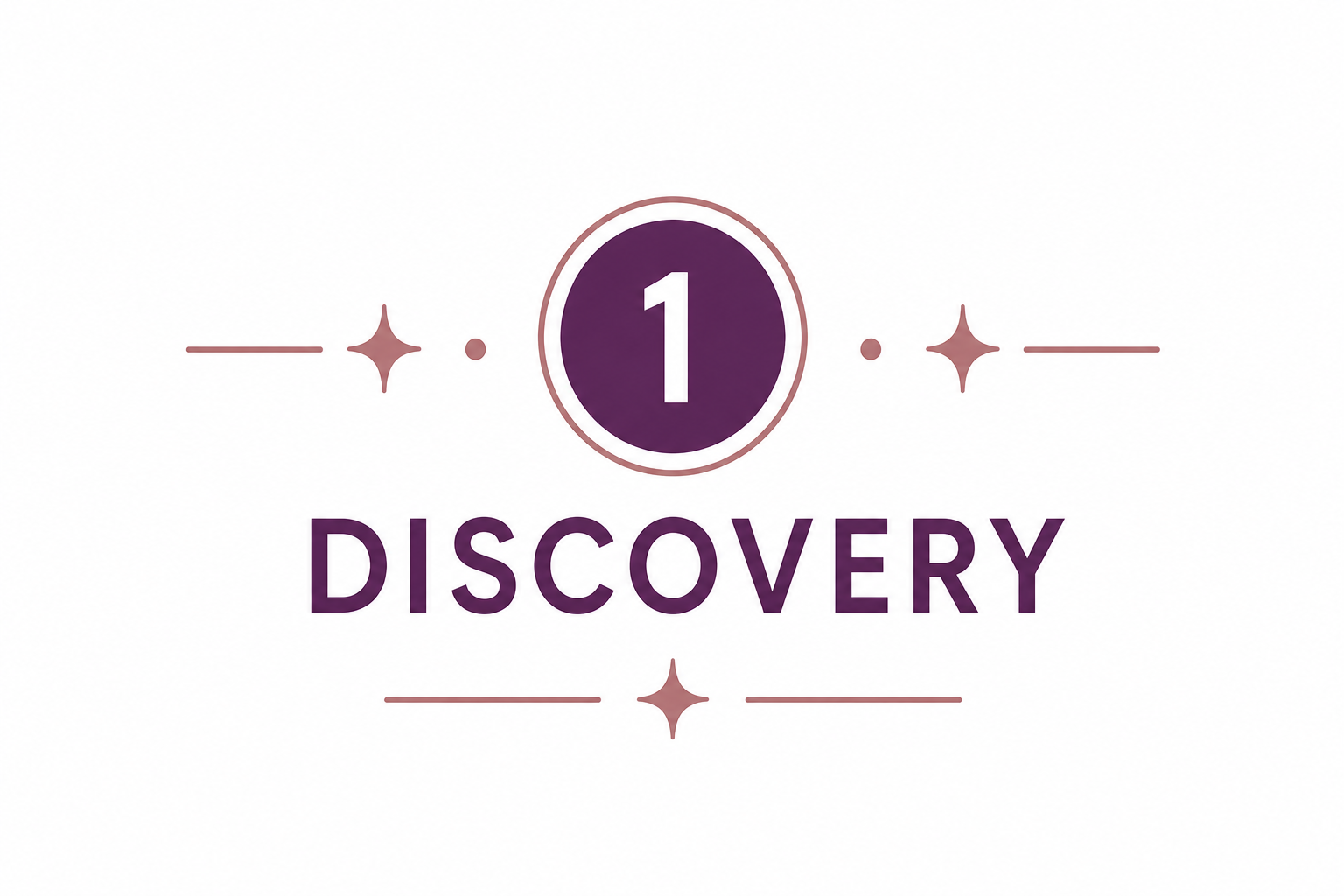 Discovery step graphic featuring a number one badge and decorative accents.