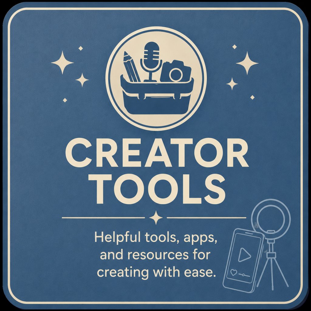 Creator Tools icon representing content creation equipment, software, editing apps, productivity tools, and creative resources.