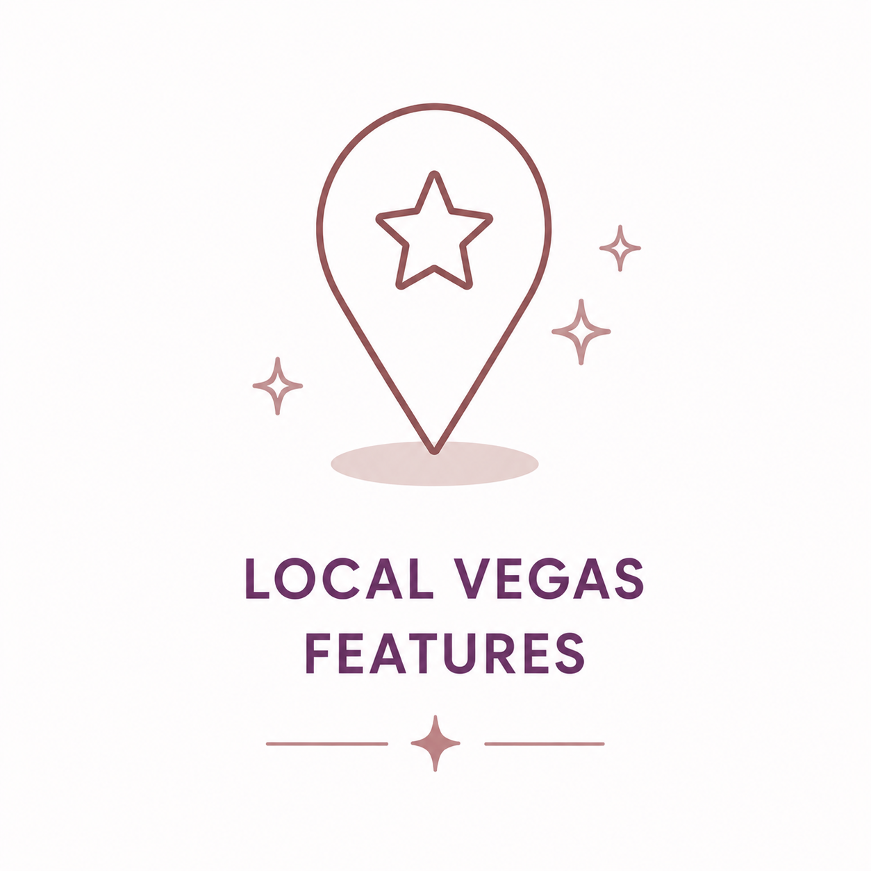 Local Vegas features icon featuring a location pin with a star and decorative accents.
